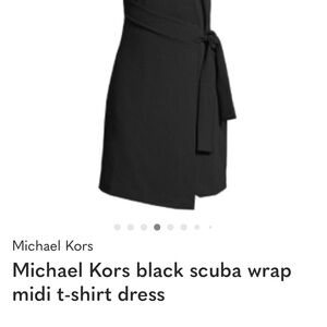 Michael Kors Elegant Black Wrap Midi Dress